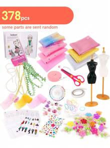 378pcs Gift Box DIY Fashion Design Set, Creative Clothing Design, Girls Apparel & Accessories, Aesthetic Enlightenment & Hands-On Ability Development For Kids