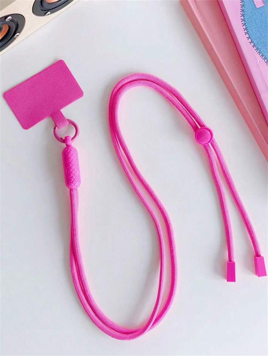 Correa ajustable y retráctil en color rosa rojo para colgar el teléfono al cuello - regalo para madre, familia, amigos, cumpleaños, festividades - Adorno de teléfono, cadena para teléfono - Rosa Fucsia - Ver 1