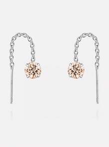 1 đôi Bảng Anh Bạc 925 Không gây dị ứng Tai Đồ trang sức Lung linh Trang trí Thiết kế dây xích Dangle Hoa tai Đơn giản Lấp lánh Phong cách Hợp thời Nữ Qủa tặng - bông tai thả khối zirconia - Xem 12