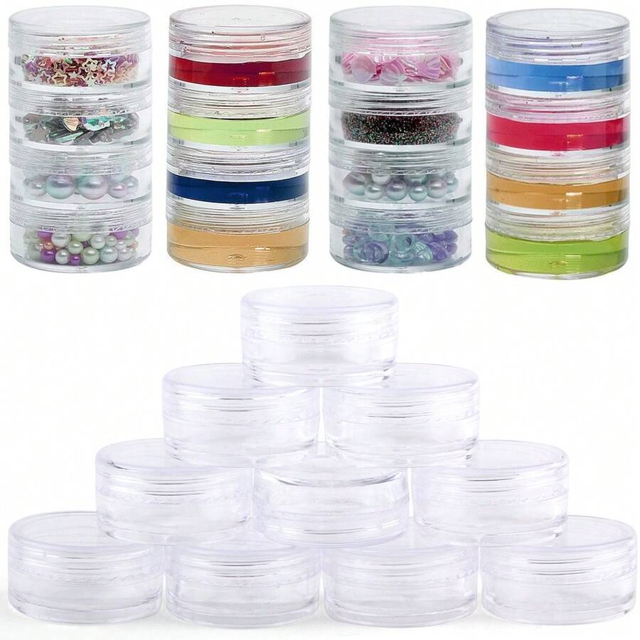 50 st. 2.5g Tom plast Flaska Smycke Pärlor Påfyllningsbara flaskor Små Runda Kosmetisk behållare Förvaring Burkar Bärbar Låda - 50 st tom flaska - Visa 1