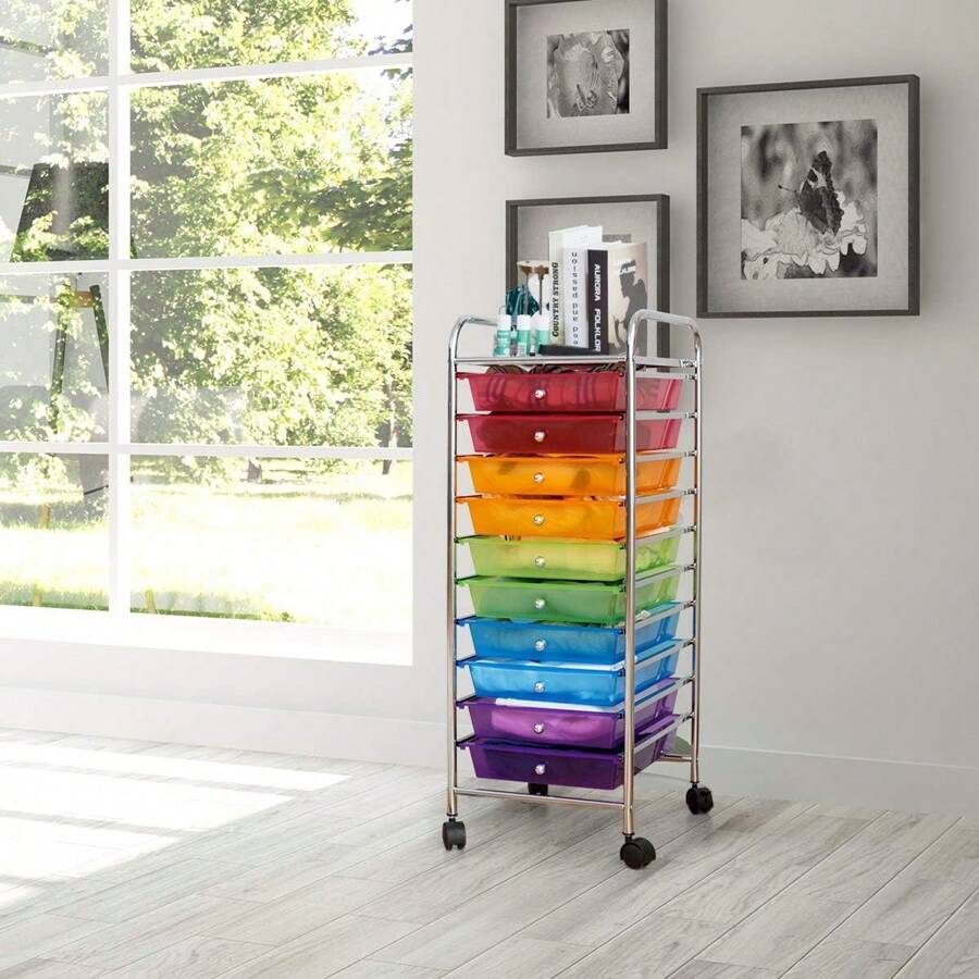 Rolling Trolley With 10 Drawers, Rolling Shelf Color Choice, Side Trolley Household Trolley Rolling Container Bathroom Trolley Bathroom Trolley Bathroom Shelf - Multicolor - View 1