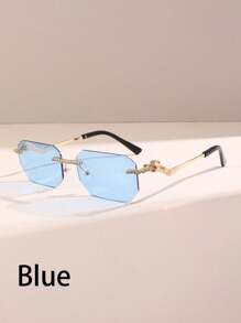 1 pieza Gafas cuadradas de moda para hombre sin marco, accesorios de lentes vintage - Multicolor - Ver 19