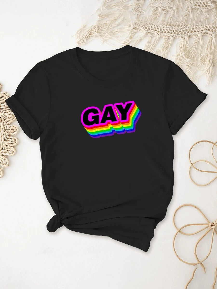 Camiseta T-Shirt Feminina Orgulho Gay LGBT Ref 4084 - Preto - Visão 1