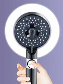 1只多功能淋浴噴頭,帶有一鍵停水,五種調節模式,高壓,通用接口 (g1/2"2cm接口)