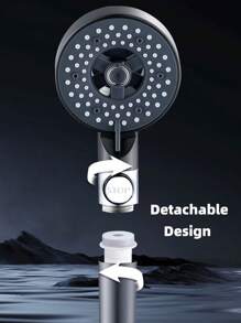 1只多功能淋浴噴頭,帶有一鍵停水,五種調節模式,高壓,通用接口 (g1/2"2cm接口)