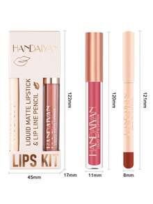 Matte Lipstick Lip Gloss Set, 5 Colors Liquid Lipstick Suit, 5 Piece Matte Lipstick And Glaze Set, 24 Hour Lip Liner Set, Matte Liquid Lipstick Set, Waterproof Matte Lipstick Set Long Lasting And Lip Liner Set - Sugar - View 8