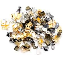 100pcs Cove Clasps Cord End Caps String Ribbon Leather Clip Tip Fold Crimp Bead Connectors For DIY Jewelry Making Findings
