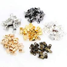 100pcs Cove Clasps Cord End Caps String Ribbon Leather Clip Tip Fold Crimp Bead Connectors For DIY Jewelry Making Findings