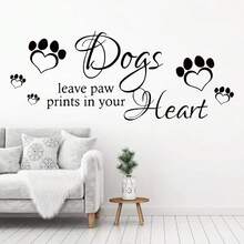 BRUP 英文'dogs Leave Paw Prints ..'和狗腳印藝術牆貼紙,適用於臥室客廳寵物房裝飾牆貼 - 彩色 - 查看 3