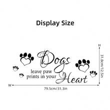BRUP 英文'dogs Leave Paw Prints ..'和狗腳印藝術牆貼紙,適用於臥室客廳寵物房裝飾牆貼 - 彩色 - 查看 2