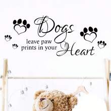 BRUP 英文'dogs Leave Paw Prints ..'和狗腳印藝術牆貼紙,適用於臥室客廳寵物房裝飾牆貼 - 彩色 - 查看 5