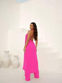 Women Two-Piece Outfits - 玫紅色 - 查看 4