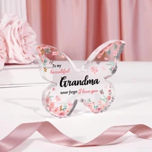 Gifts For Grandma, Best Grandma Birthday Gift, Mother's Day Gift, Gifts For Grandma Grandmother, Beautiful Butterfly-Shaped Acrylic Plaque Keepsake - To My Beautiful Grandma Birthday Graduation