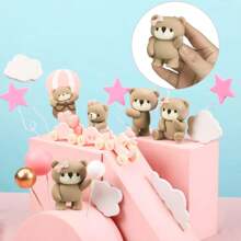 35pcs Bear Cake Toppers Mini Hot Air Balloon Bear Cake Decorations Gold White Pearl Ball Cake Toppers For  Birthday Party Decorations - Pink - View 4
