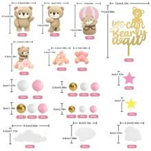 35pcs Bear Cake Toppers Mini Hot Air Balloon Bear Cake Decorations Gold White Pearl Ball Cake Toppers For  Birthday Party Decorations - Pink - View 2