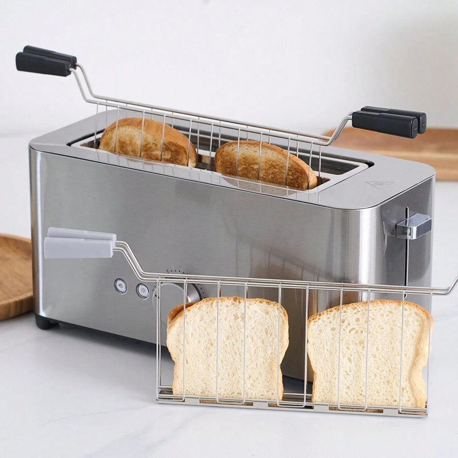 1pc Long Slot Toaster Stainless Steel Sandwich Rack,Sandwich Plier,Sandwich Cage Kitchen Cooking Baking Tools,Home Kitchen Items,Mon Gift,Kithen Accessories - Black - View 1