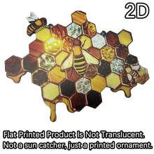 Peridot Queen And Bee Protection Honey Hanging Decoration, Printed Honeycomb Pattern, Hanging Decoration Home Decor Wall Art Home Decor, Wall Art Decoration (Flat Printed Product Is Not Translucent) - Gold - View 1