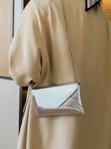 Ladies' Fashionable Simple All-Match Shoulder Crossbody Bag - Silver - View 3