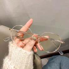 1 件女士无妆感小圆框眼镜，玫瑰金，修饰脸型，金属 - 乾枯玫瑰色 - 查看 6