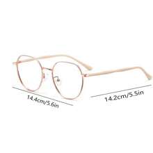 1 件女士无妆感小圆框眼镜，玫瑰金，修饰脸型，金属 - 乾枯玫瑰色 - 查看 2