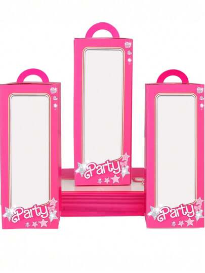 6/12 Paquete de cajas de regalo de fiesta, bolsas de regalo, cajas de dulces y golosinas, cajas de fiesta con muñecas rosas, cajas de regalo rosas, bolsas de regalo, cajas de golosinas para fiestas de cumpleaños, despedidas de soltera, decoraciones y suministros para mujeres, cajas de embalaje, decoraciones de boda