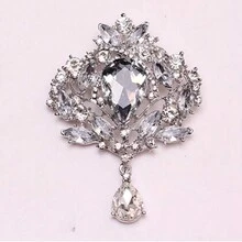 Luxury Big Glass And Rhinestone Crystal Teardrop Brooch Prom Party Gifts