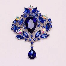 Luxury Big Glass And Rhinestone Crystal Teardrop Brooch Prom Party Gifts
