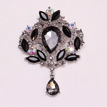 Luxury Big Glass And Rhinestone Crystal Teardrop Brooch Prom Party Gifts