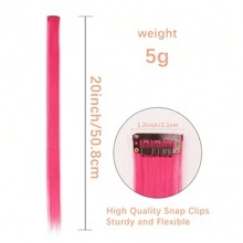 Synthetic Extensions Clip-In Hair Extensions - Hot Pink - View 4