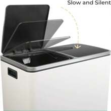 60L Kitchen Pedal Dual Waste Bin Trash Can Garbage Can Stainless Steel 2 Compartment Recycling Dustbin - White - View 3