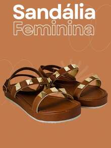 Sandália Feminina Flat Piramide Caramelo Confortavel 34 ao 40