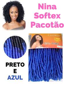 Cabelo Nina Softex Pacotão 360g Para Crochet Braid - Azul - Visão 1