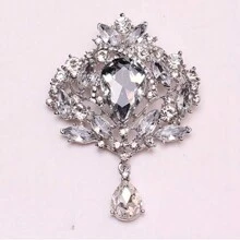 Luxury Big Glass And Rhinestone Crystal Teardrop Brooch Prom Party Gifts