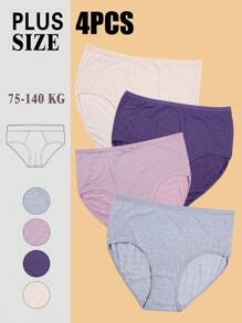4入組大尺碼舒適透氣的圓點內衣褲 - 彩色 - 查看 1