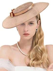 HIMESPORT 大药盒帽 宽边帽 女士头饰 优雅肯塔基女士蝴蝶结 派对礼服 软呢帽 鸡尾酒帽 婚礼 新娘牛仔帽 女牛仔帽 万圣节 - 彩色 - 查看 16