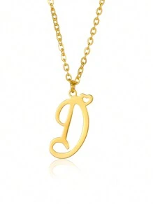 1個極簡淡雅的心形字母項鍊,適用於女性和女孩26個英文字母,不鏽鋼鎖骨鏈項鍊,時尚珠宝禮物