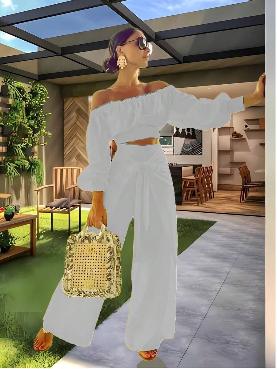 Conjunto Primavera De Dos Piezas Casual - Blanco - Ver 1