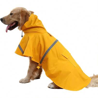 Large Dog Raincoat Adjustable Pet Water Proof Clothes Lightweight Rain Jacket Poncho Hoodies With Strip Reflective