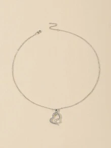 1 Miếng Đúng mốt Và Thanh lịch Giường đôi tiêu chuẩn Hình trái tim Vòng cổ mặt dây chuyền Với Kim cương giả - Bạc - Xem 3