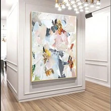 1pc Frameless Wall Decor Flower Mural Art Abstract Flower Painting Canvas Wall Art Modern Home Decoration Piece Art - Multicolor - View 3