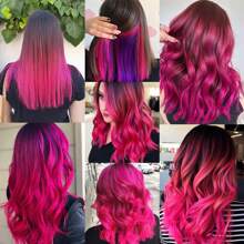 Synthetic Extensions Clip-In Hair Extensions - Hot Pink - View 7