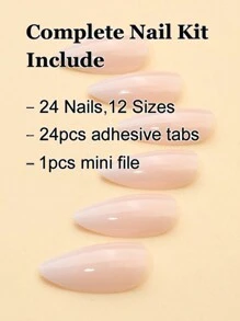 24 móng tay giả hình quả hạnh màu hồng ombre mới để nâng cao phong cách của bạn khi đeo hàng ngày + 1 dũa móng tay + 1 keo thạch bấm vào móng tay Đồ dùng làm móng - Màu Hồng baby - Xem 4