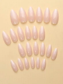 24 móng tay giả hình quả hạnh màu hồng ombre mới để nâng cao phong cách của bạn khi đeo hàng ngày + 1 dũa móng tay + 1 keo thạch bấm vào móng tay Đồ dùng làm móng - Màu Hồng baby - Xem 2