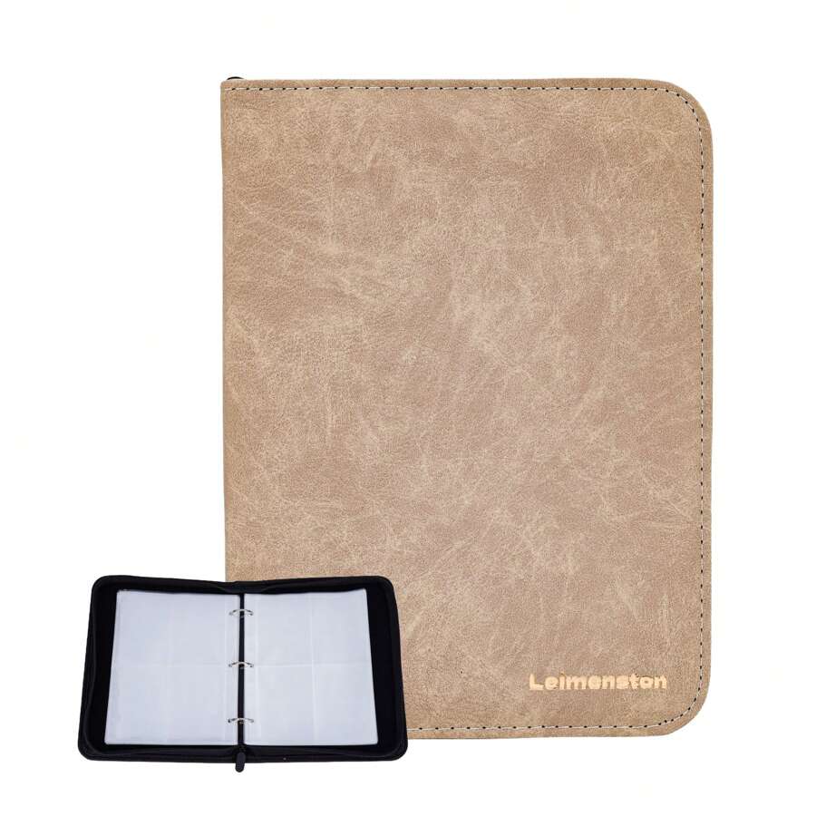 Binder De Tarjetas De Intercambio, Álbum De Hojas Sueltas Con Bolsillos De 4 Cajas Para Cartas De Juegos Tcg Con 50 Fundas Y 400 Bolsillos - Marrón - Ver 1