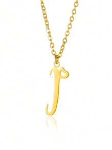 1個極簡淡雅的心形字母項鍊,適用於女性和女孩26個英文字母,不鏽鋼鎖骨鏈項鍊,時尚珠宝禮物