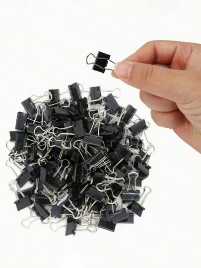 30pcs Black Metal Clamp-Style Paper Clips (Assorted Shapes: Regular, Long Tail, Small Ticket, Reverse Tail, Phoenix Tail), Office Supplies Back To School