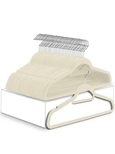 10/20入組豪華黑色絨面防滑衣架,超薄省空間-重型可旋轉黑色掛鈎,適合整理衣物、西裝、上衣、領帶、襯衫、裙子和褲子