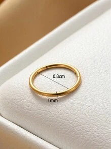 1只簡約時尚不銹鋼環形耳環,無縫式閉合,金色 - 金黃色 - 查看 10