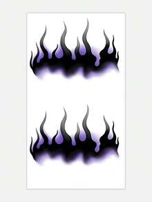 1 件臨時紋身貼紙,黑色和紫色火焰設計,酷炫時尚,適合手腕 - 彩色 - 查看 5