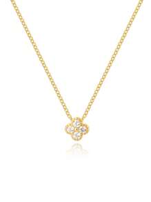 1 件时尚优雅 S925 纯银方晶锆石彩色锆石花吊坠项链，适合宴会、派对、情人节、复活节、新年、珠宝礼物 - 白色 - 查看 5